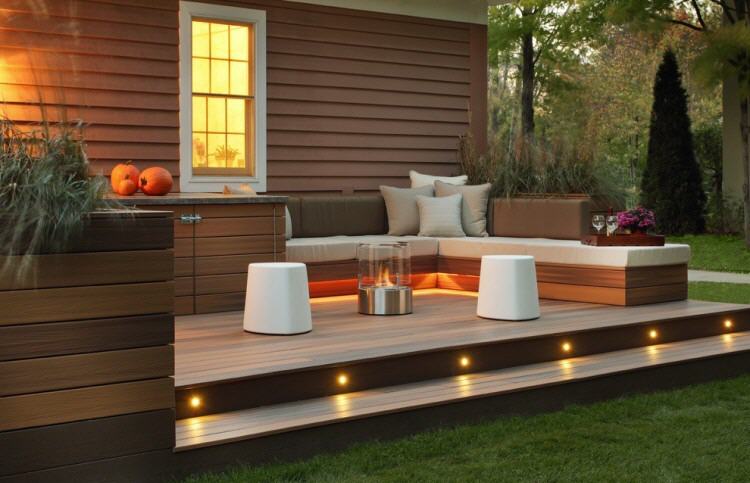 Modern Deck With LED Stair Lights